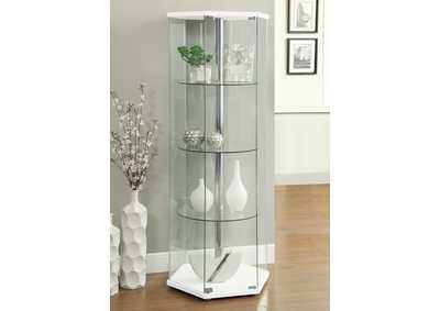 Image for Zahavah 4-shelf Hexagon Shaped Curio Cabinet White and Clear