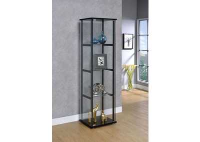 Cyclamen 4-Shelf Glass Curio Cabinet Black And Clear