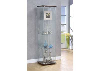 Image for Bellatrix Rectangular 4-shelf Curio Cabinet Cappuccino and Clear