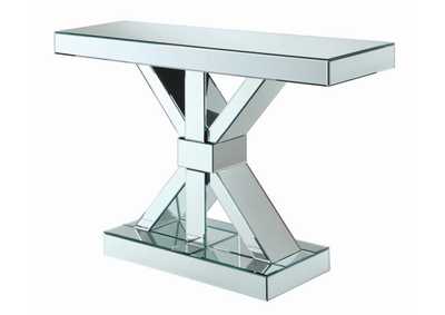 Image for Lurlynn X-Shaped Base Console Table Clear Mirror