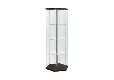 4-shelf Hexagon Shaped Curio Cabinet Black and Clear