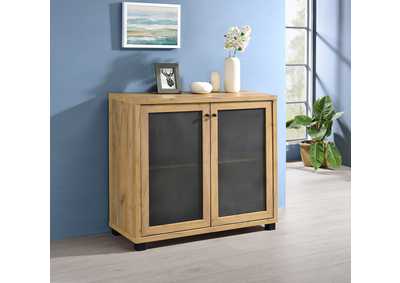 McHale Accent Cabinet with Two Mesh Doors Golden Oak