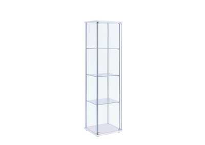 Bellatrix Rectangular 4-Shelf Curio Cabinet White And Clear