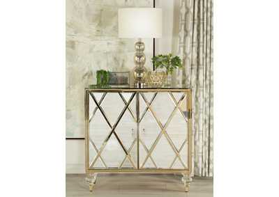 Image for Astilbe 2-door Accent Cabinet Mirror and Champagne