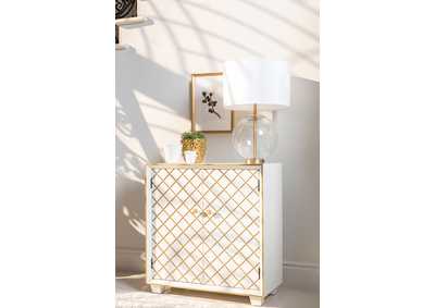 Image for Belinda 2-door Accent Cabinet White and Gold