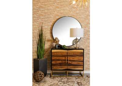 Zara 2-door Accent Cabinet Black Walnut and Gold