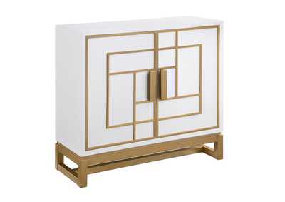 Image for Rectangular 2-door Accent Cabinet White and Gold
