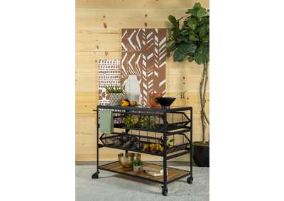 Image for Evander Accent Storage Cart with Casters Natural and Black