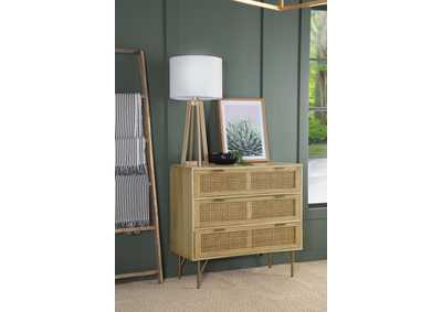 Image for Zamora 3-drawer Accent Cabinet Natural and Antique Brass