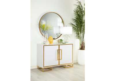 Image for Elsa 2-door Accent Cabinet with Adjustable Shelves White and Gold