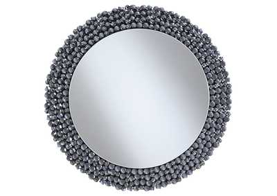 Image for Claudette Round Wall Mirror with Textural Frame Grey