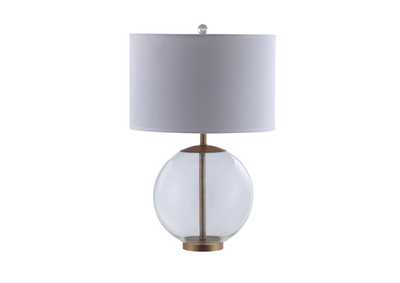Image for Drum Shade Table Lamp with Glass Base White
