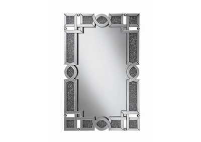 Interlocking Wall Mirror with Iridescent Panels and Beads Silver,Coaster Furniture