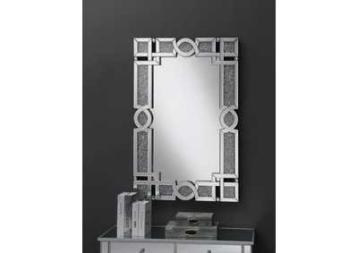 Jackie Interlocking Wall Mirror with Iridescent Panel and Beads Silver