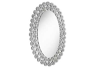 Image for Colleen Oval Wall Mirror with Faux Crystal Blossoms