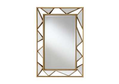 Image for Rhonda Rectangular Geometric Wall Mirror Gold