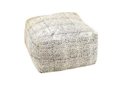 Image for Landry Square Upholstered Floor Pouf Cream And Black