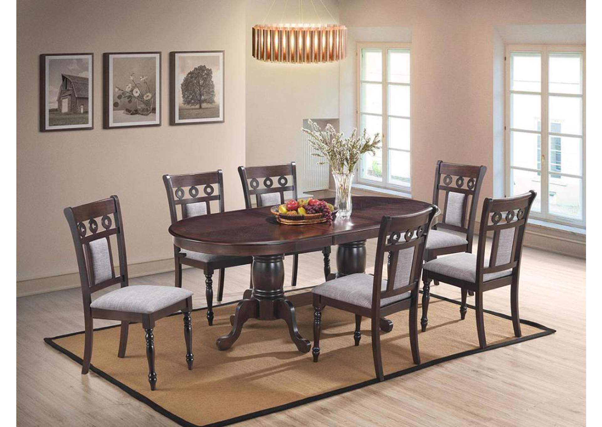 Lakewood Espresso 7 Piece Dining Set -Table W/ 6 Side Chairs,Cosmos Furniture