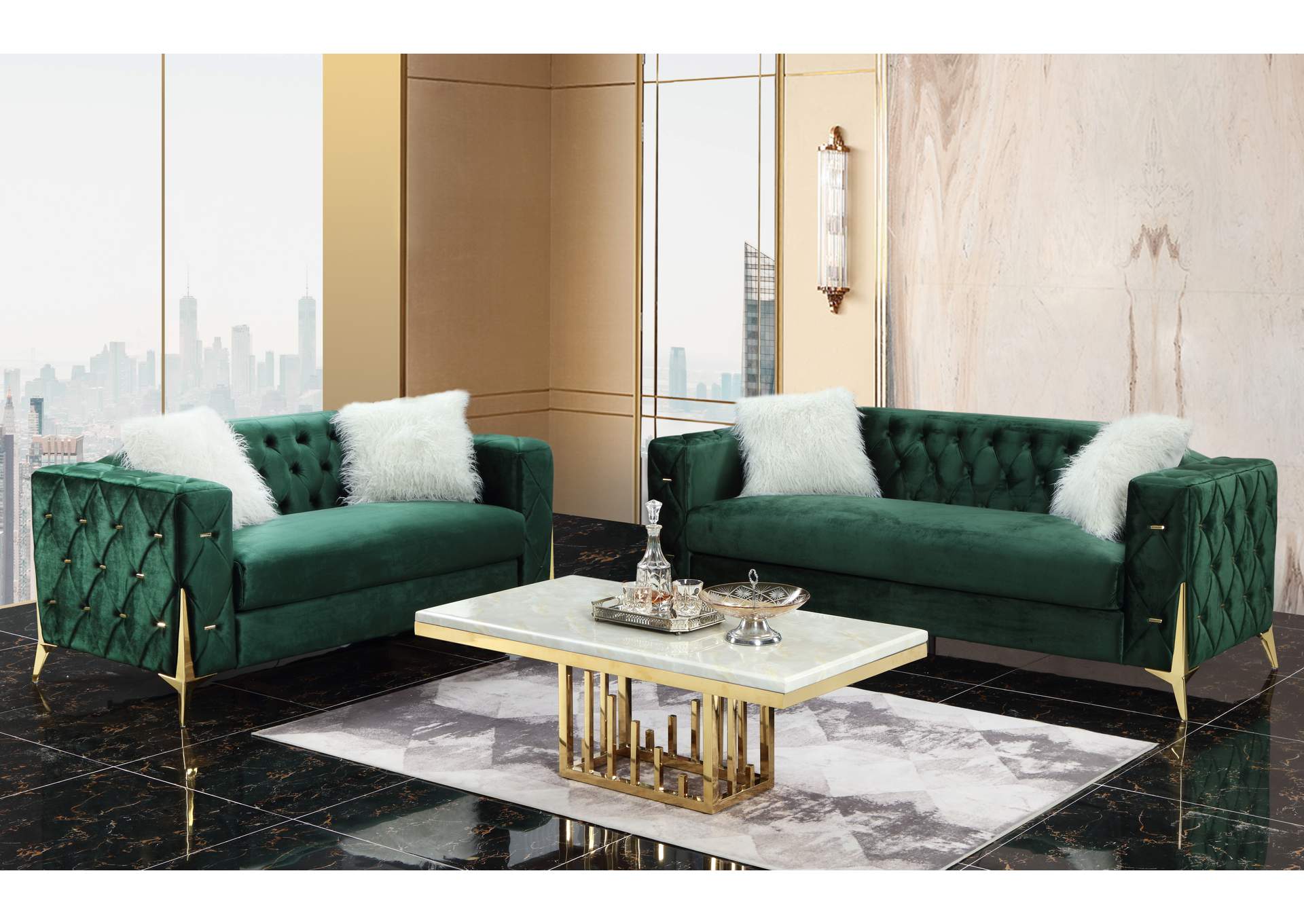 Emerald Green 2 Piece Living Room Set, 2 Piece Living Room Set