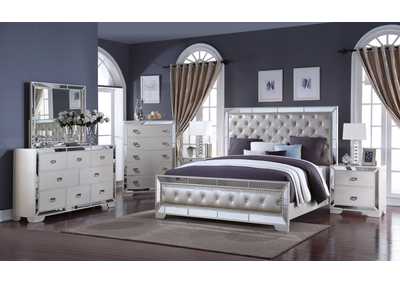 Image for Gloria White Queen Bedroom Set - Bed, Dresser, Mirror, 2 Nightstands, Chest