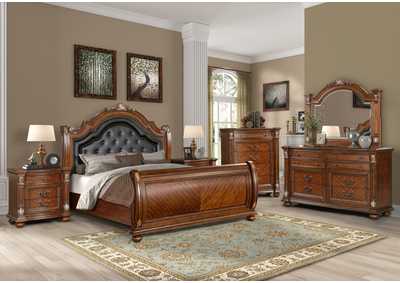 Image for Viviana Caramel Queen Bedroom Set - Bed, Dresser, Mirror, 2 Nightstands, Chest