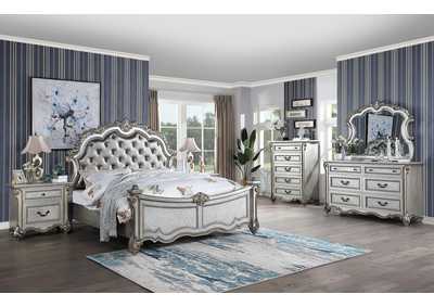 Image for Melrose Silver Queen Bedroom Set - Bed, Dresser, Mirror, 2 Nightstands, Chest