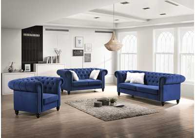 Image for Maya Navy 3 Piece Living Room Set - Sofa, Loveseat, Armchair