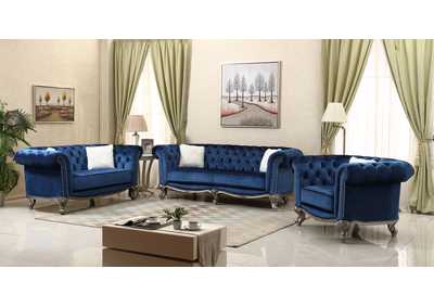Image for Mia Navy Blue 3 Piece Living Room Set - Sofa, Loveseat, Armchair