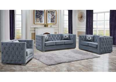 Image for Zion Gray 3 Piece Living Room Set - Sofa, Loveseat, Armchair