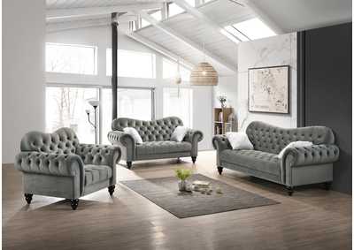Image for Gracie Gray Gray 3 Piece Living Room Set - Sofa, Loveseat, Armchair
