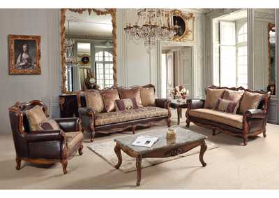 Image for Anne Cherry 3 Piece Living Room Set - Sofa, Loveseat, Armchair