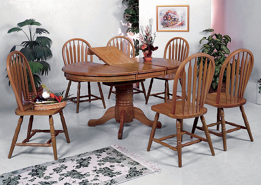 Farmhouse Oval Dining Table w/6 Side Chairs,Crown Mark