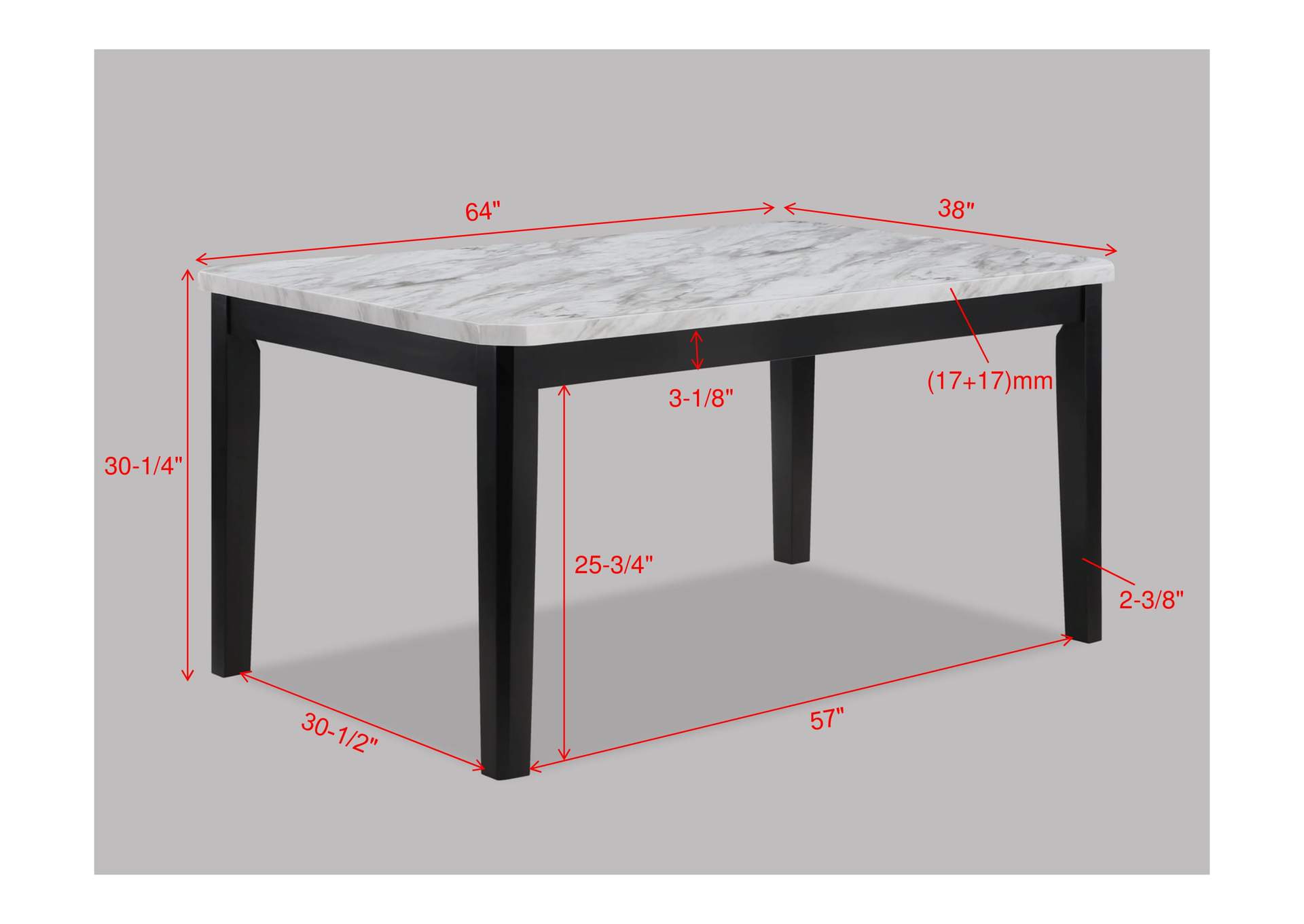 Pascal Dining White Top Black Leg,Crown Mark