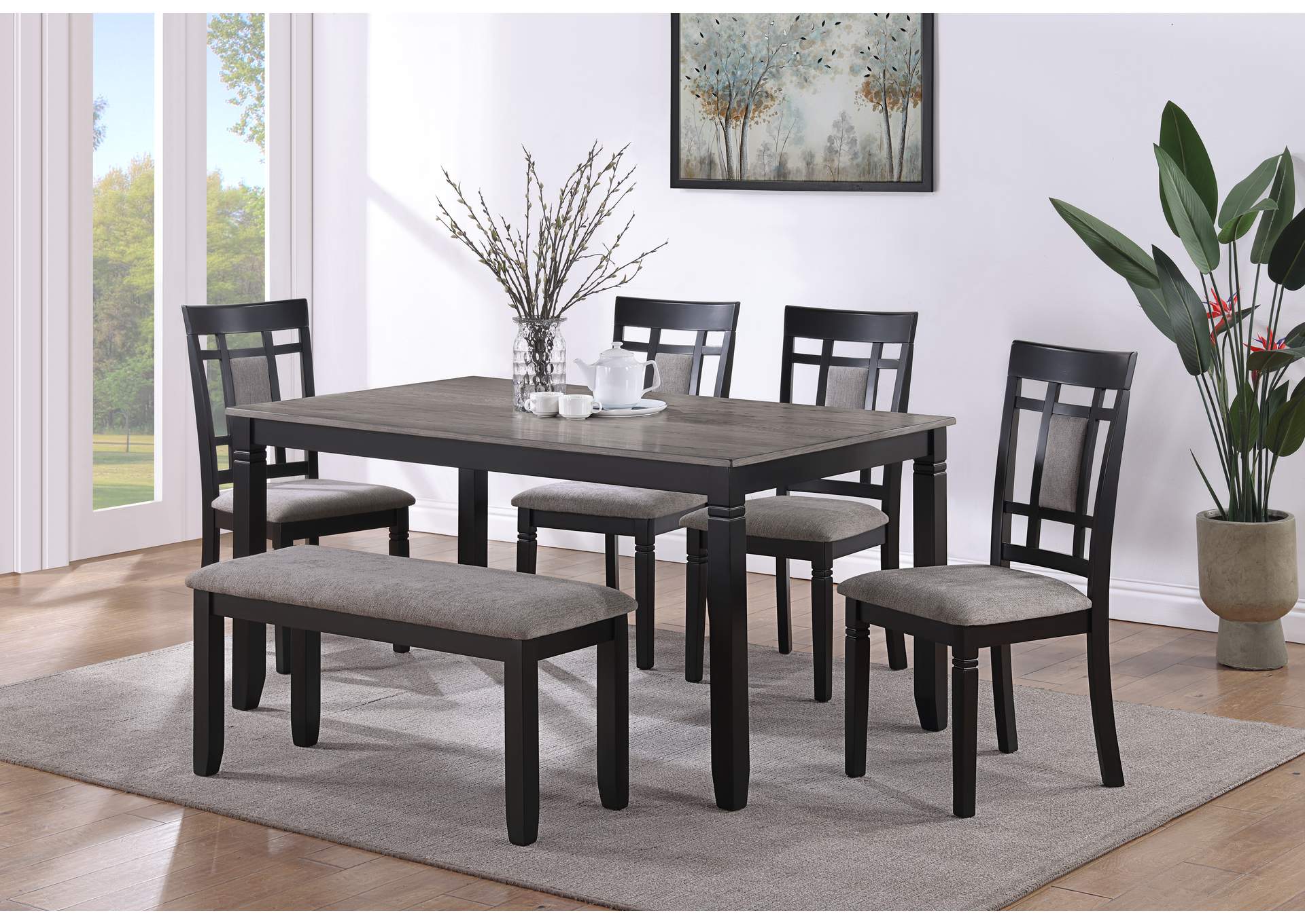 Paige 6 - Pc Dinette Set With Bench,Crown Mark