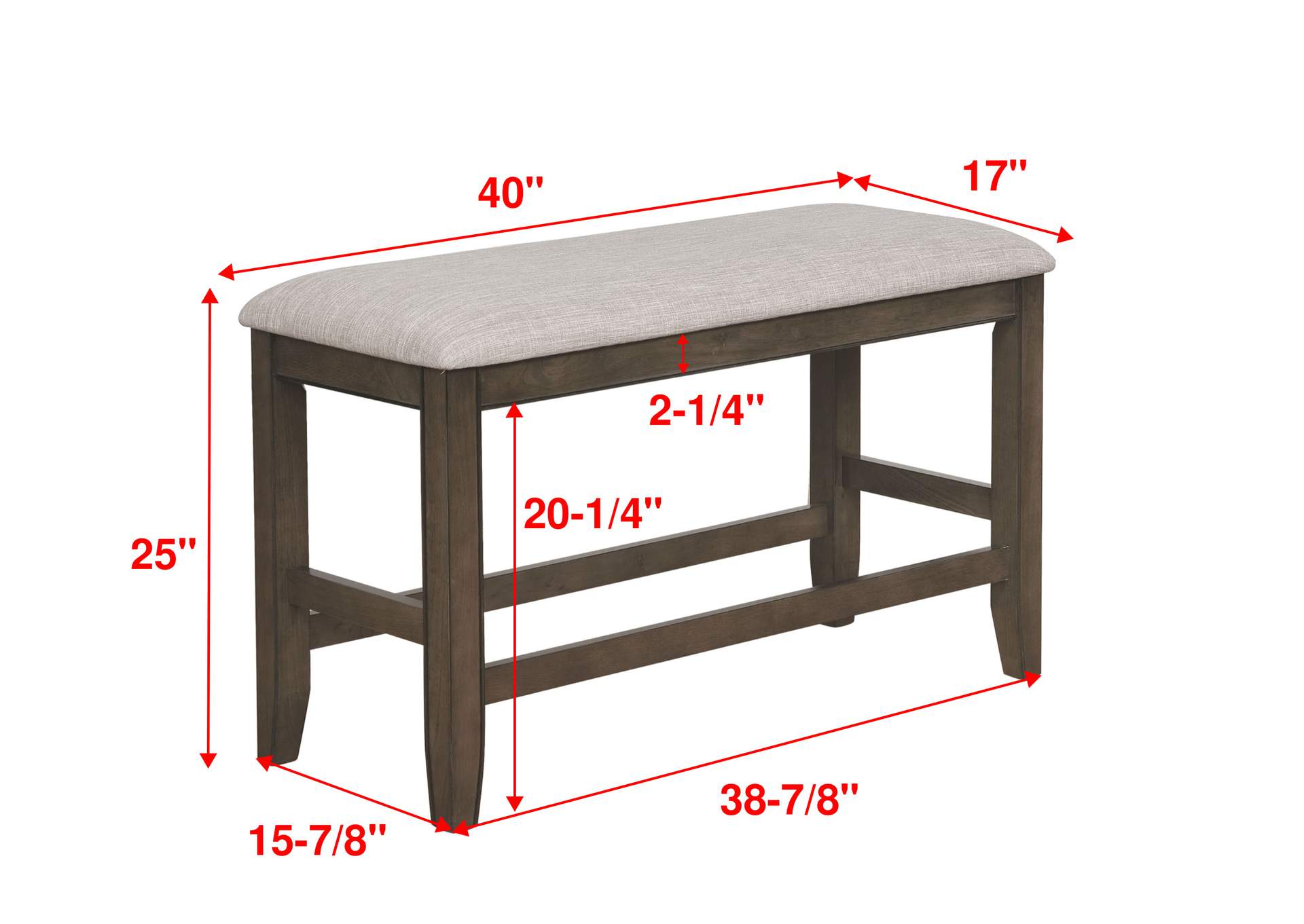 FULTON COUNTER HEIGHT BENCH GREY,Crown Mark