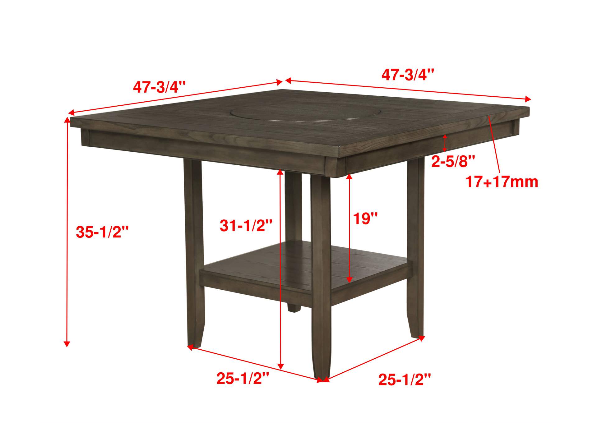 Fulton Counter Ht. Table Grey,Crown Mark