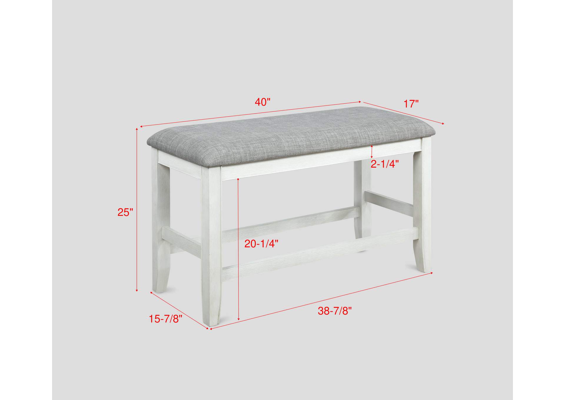 FULTON COUNTER HEIGHT BENCH WHITE,Crown Mark