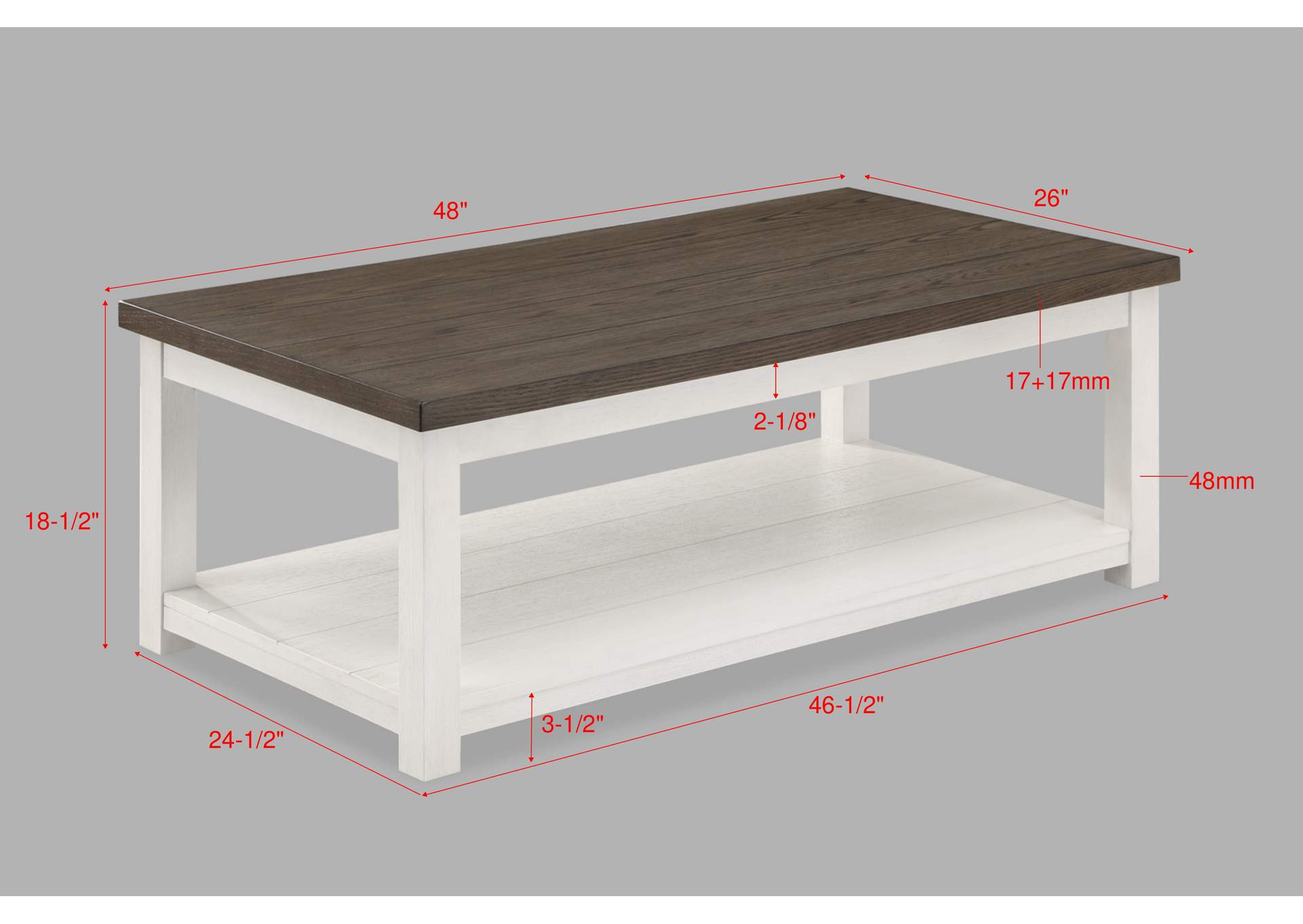 Dakota Coffee Table With Casters,Crown Mark