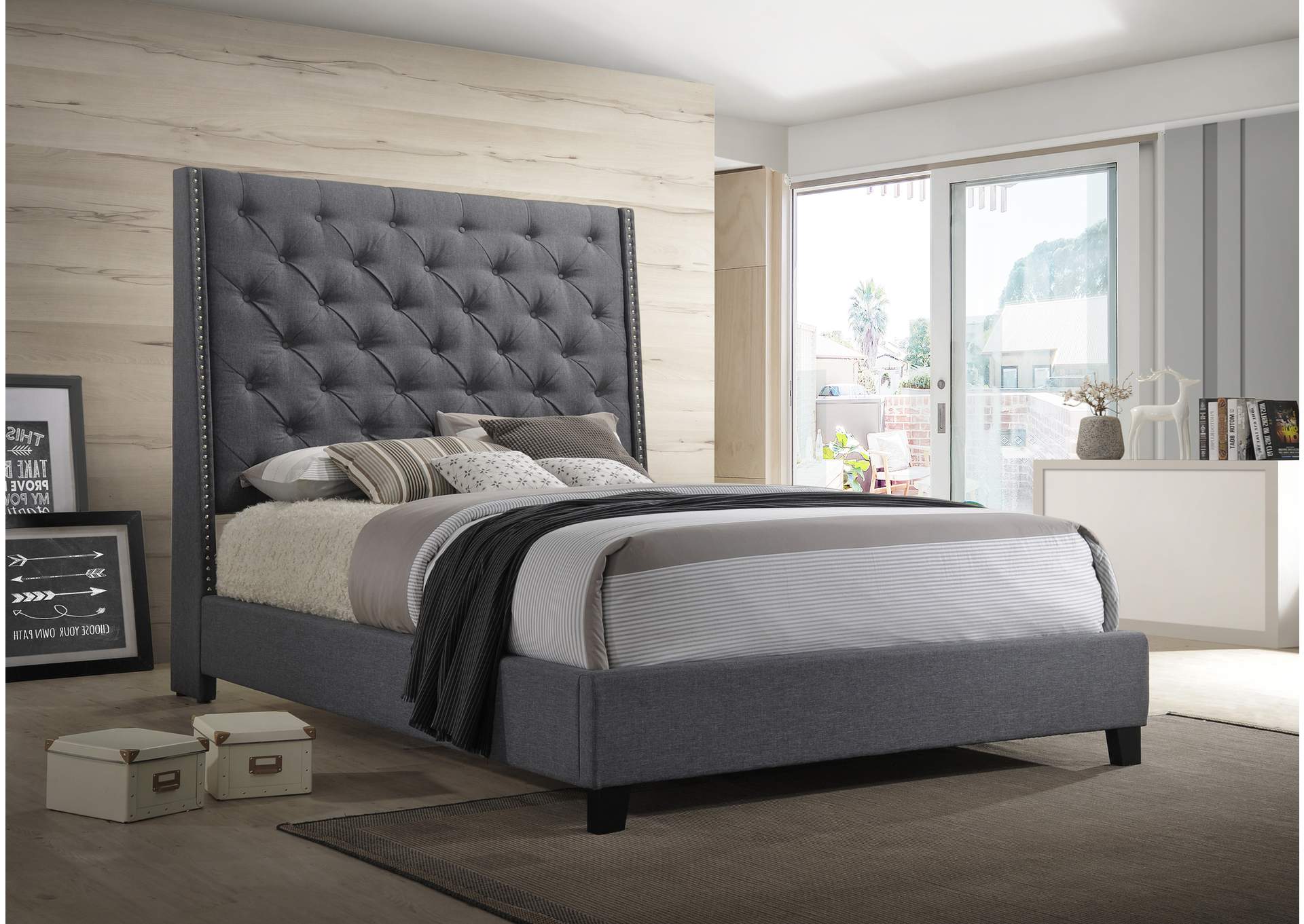 Chantilly King Bed Gray,Crown Mark