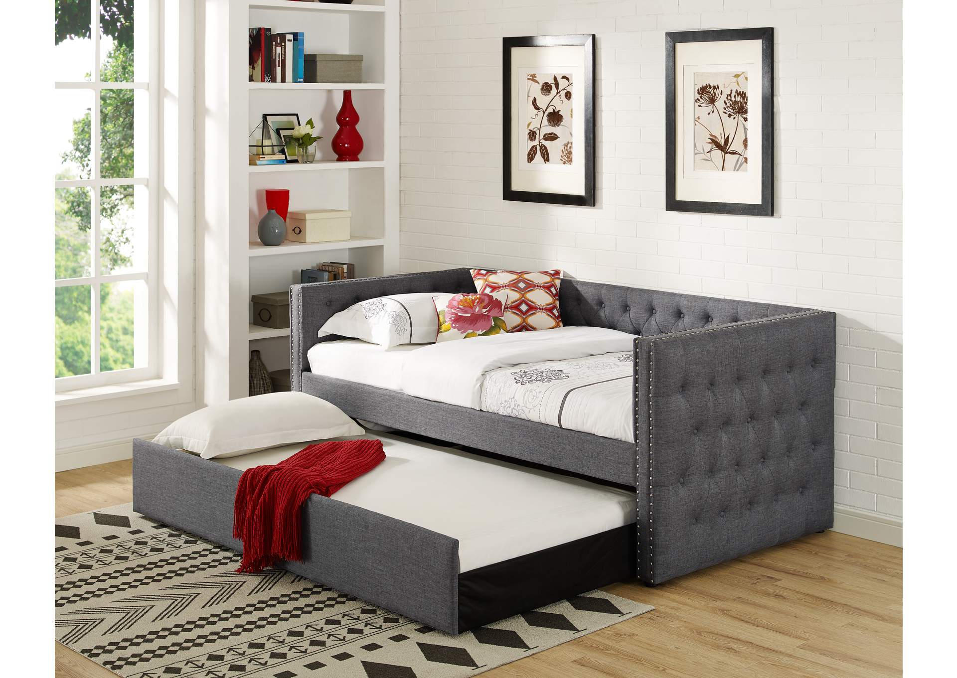 Trina Grey Upholstered Daybed,Crown Mark