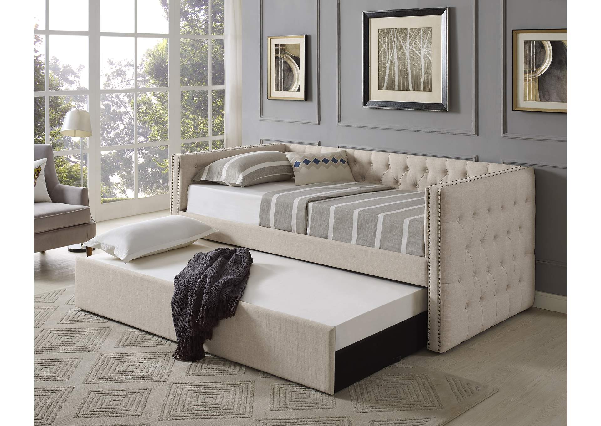 Trina Daybed With Trundle Ivory