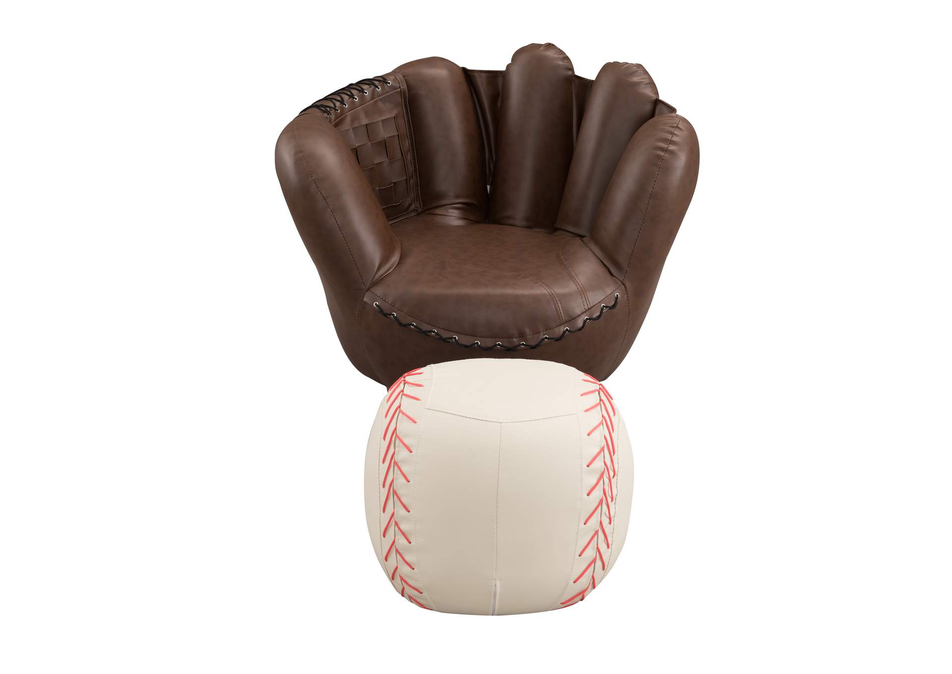 Baseball Glove Chair & Ottoman,Crown Mark