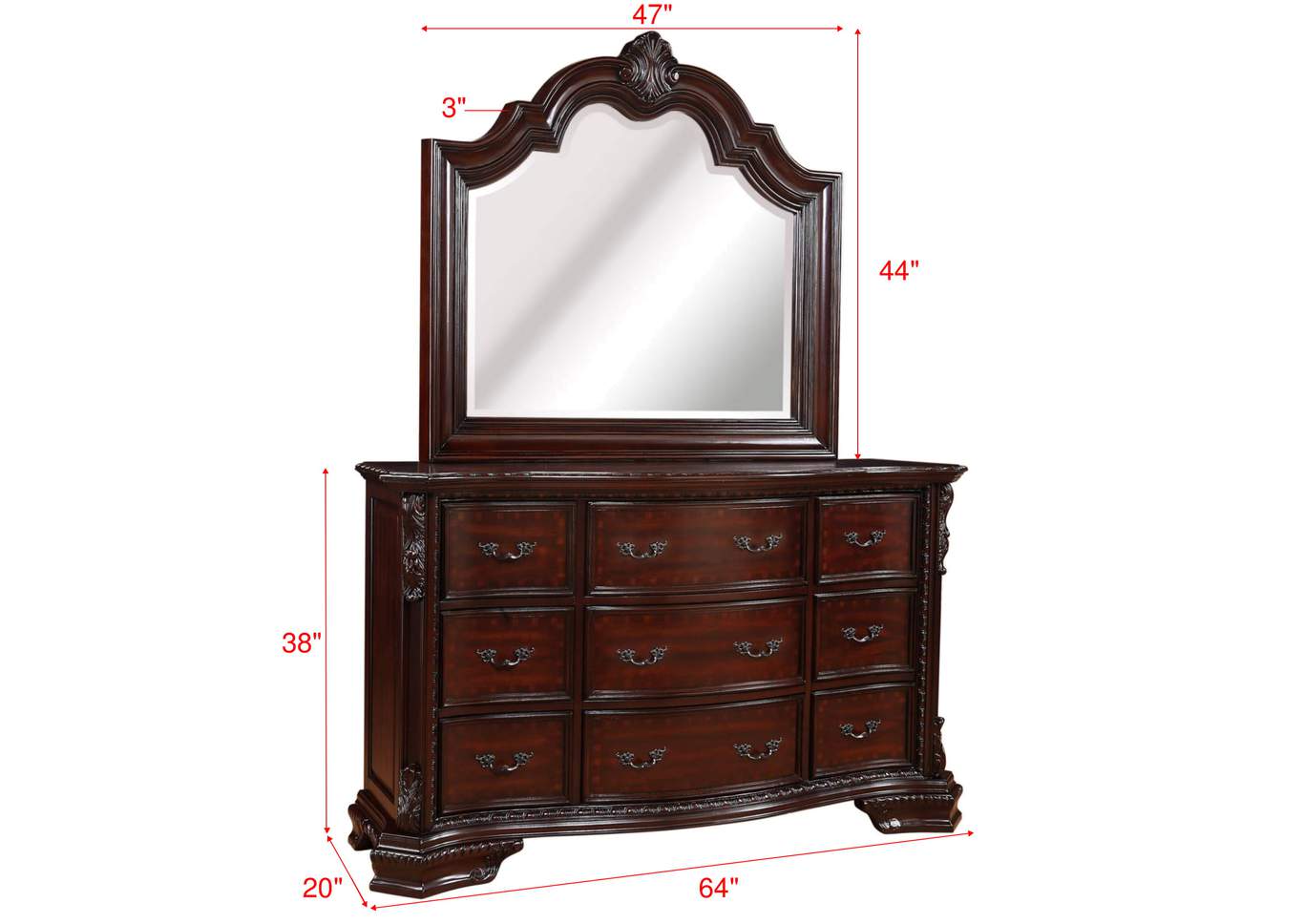 Sheffield Queen Bed W/ Dresser, Mirror, Nightstand,Crown Mark