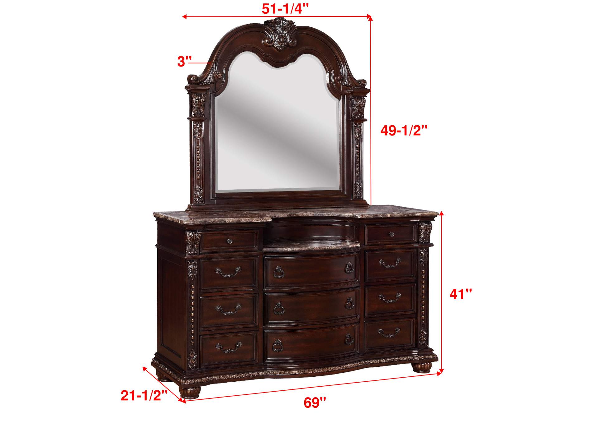 Stanley Queen Bed W/ Dresser, Mirror, Nightstand, Chest,Crown Mark