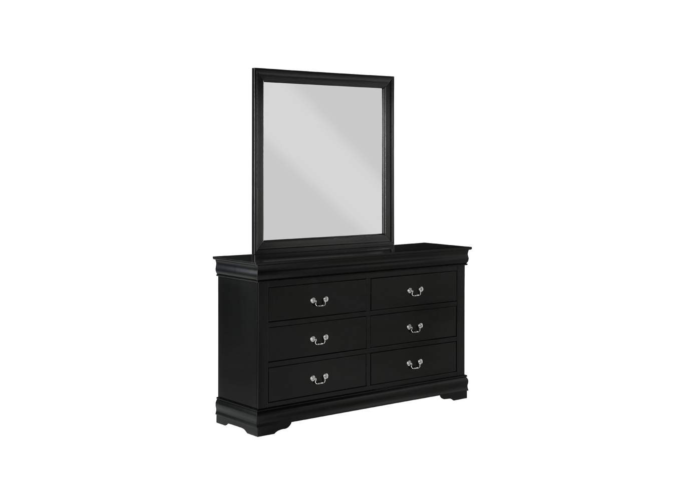 Louis Philip Black Twin Bed W/ Dresser, Mirror, Nightstand,Crown Mark