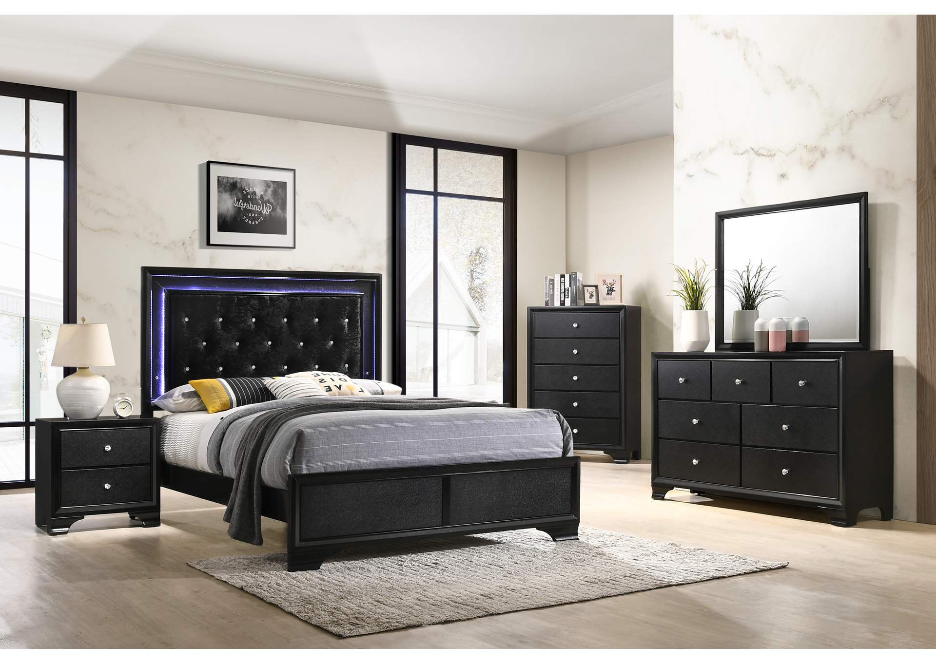 Micah Full Bed W/ Dresser, Mirror, Nightstand,Crown Mark