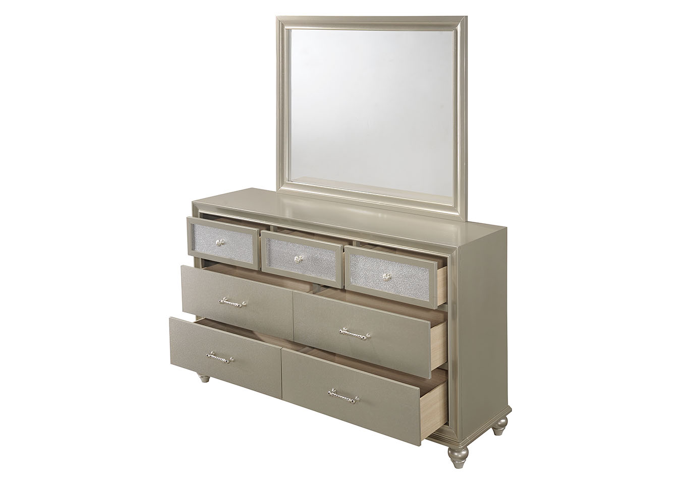 Lila Full Bed W/ Dresser, Mirror, Nightstand, Chest,Crown Mark