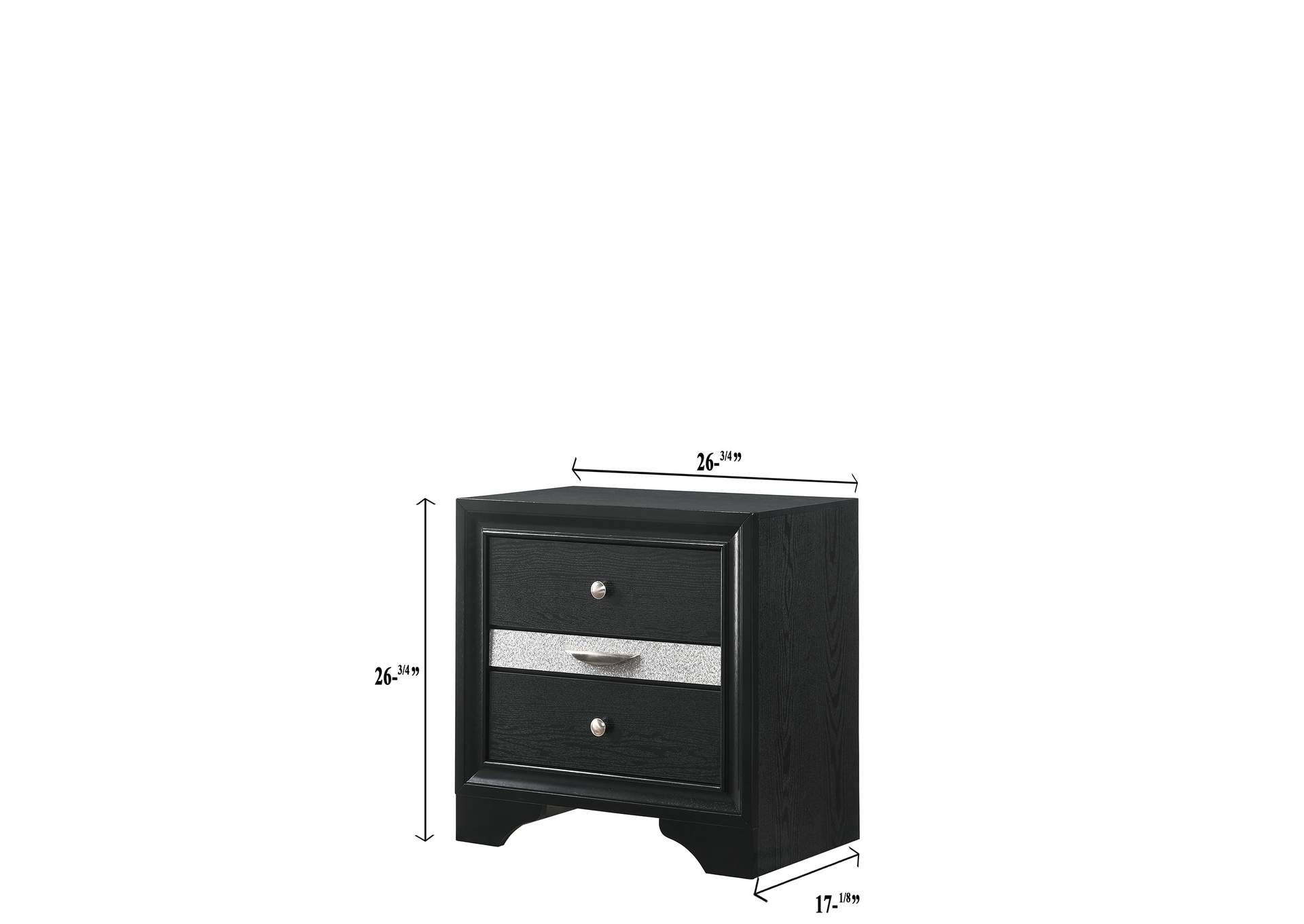 Regata Black King Bed W/ Dresser, Mirror, Nightstand,Crown Mark