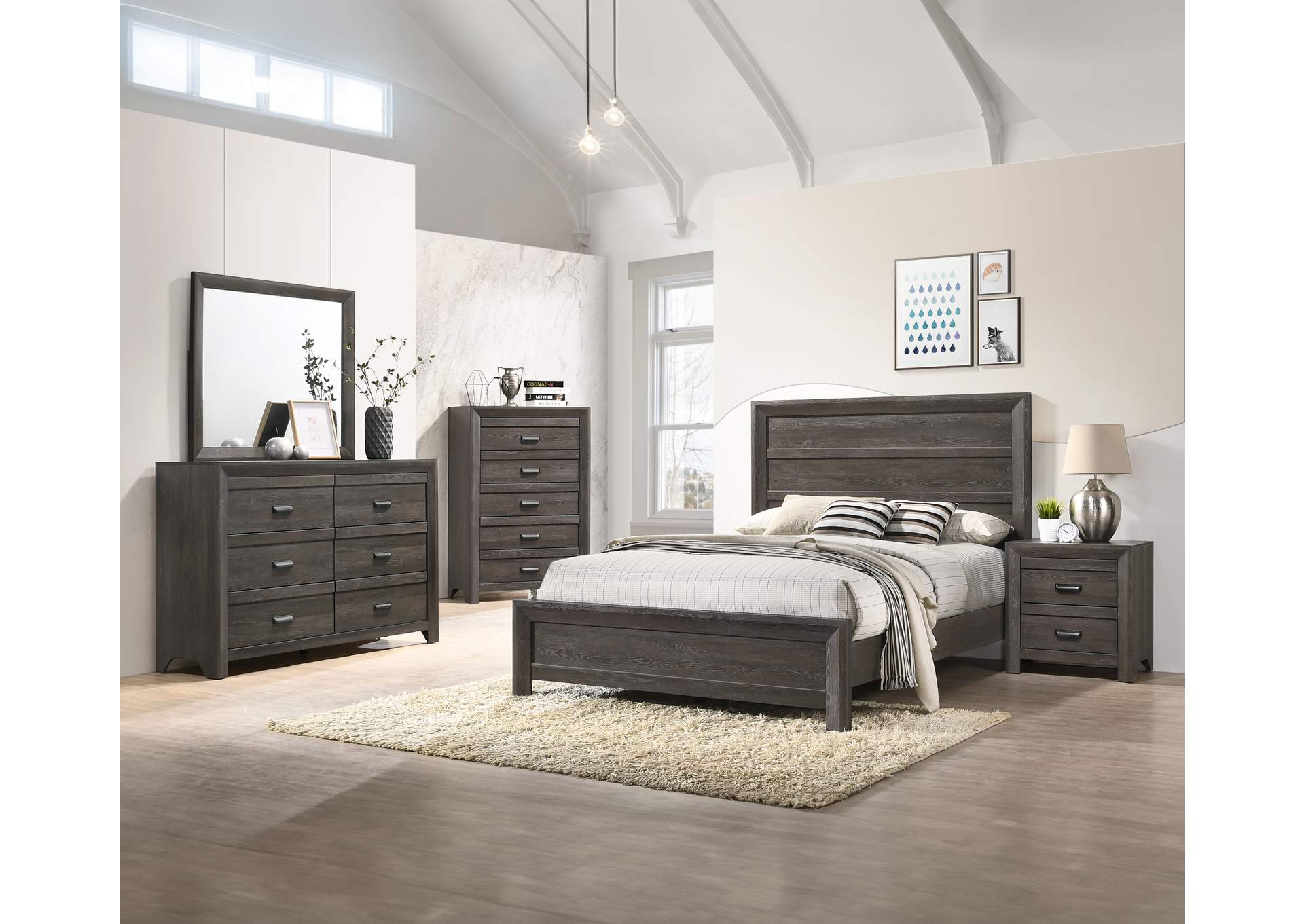 Adelaide Full Bed W/ Dresser, Mirror, Nightstand,Crown Mark