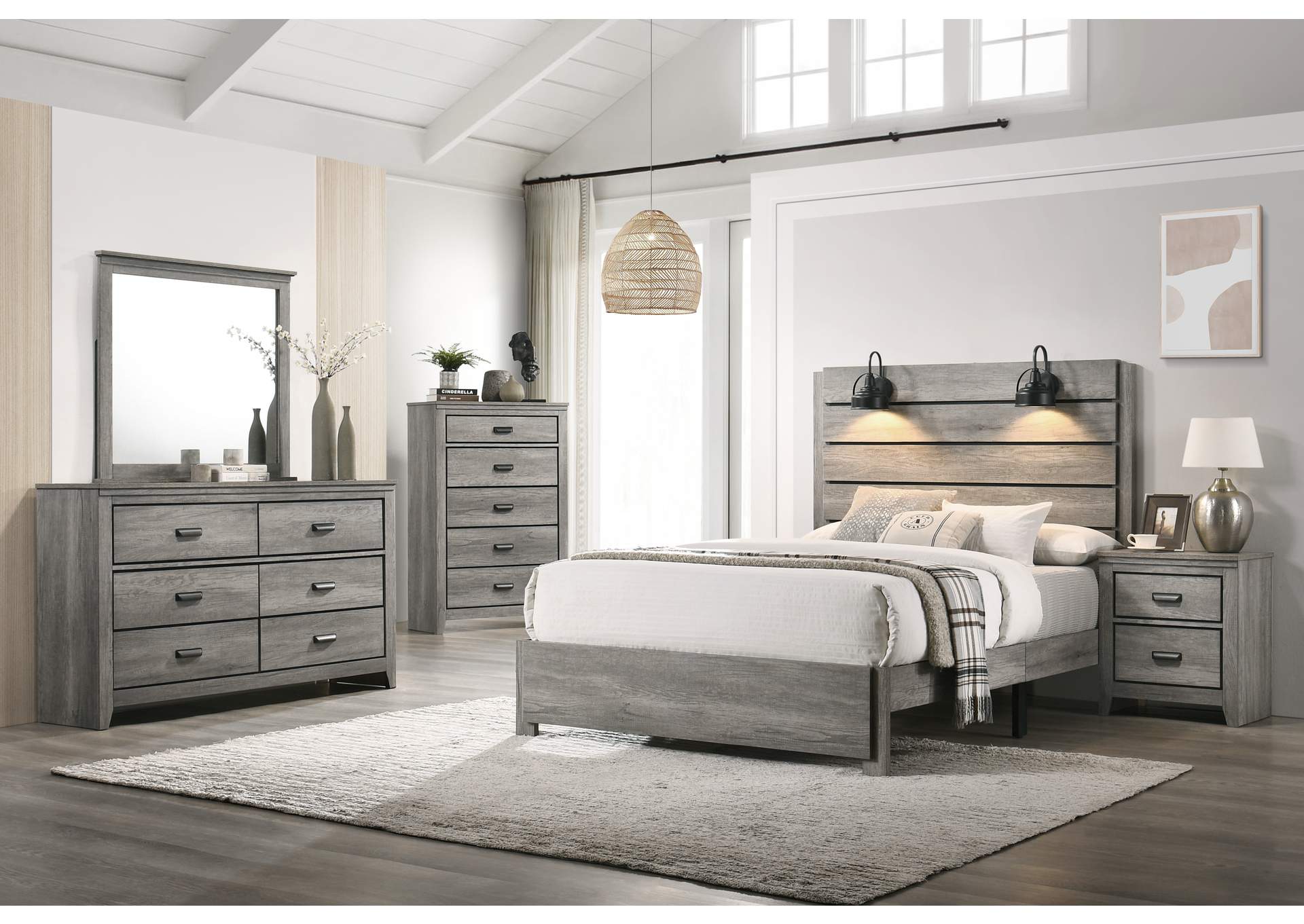 Carter Full Platform Bed In One Box Gray,Crown Mark